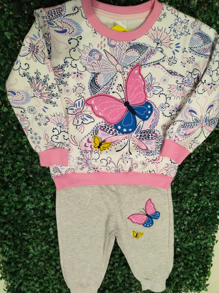 FULL SLEEVES CASUAL WINTER BUTTERFLY PATCH IN PINK