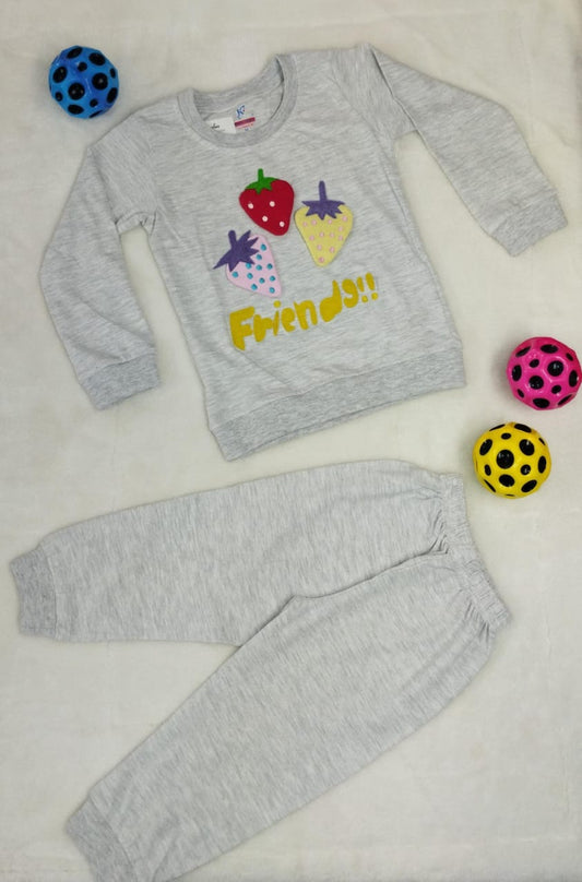 GREY COTTON COORDS UNISEX STRAWBERRY