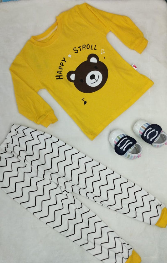 Bright yellow cotton-unisex-Teddy bear print