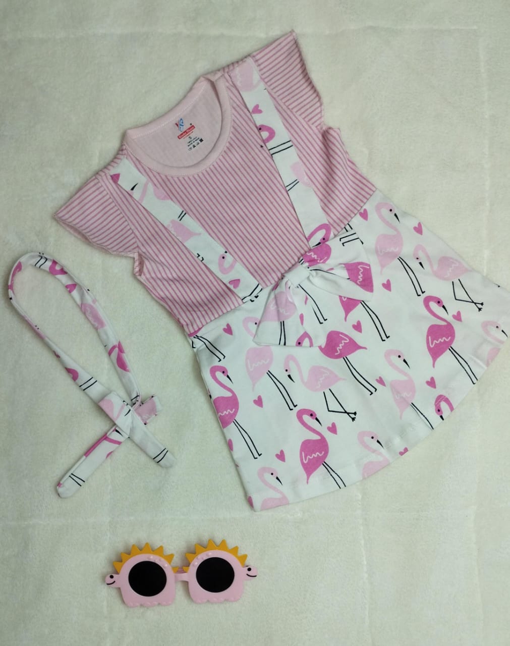 Cute baby pink and white frock with big bow