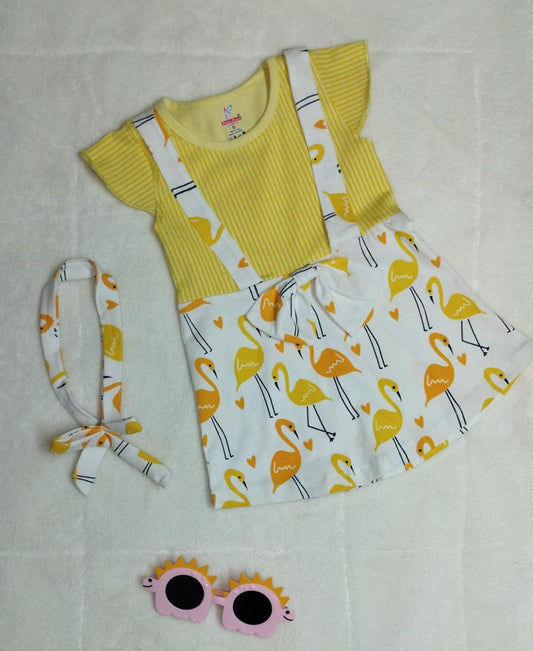 Cute yellow and white frock with big bow