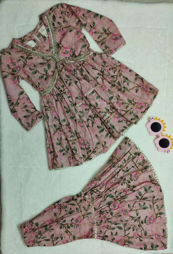 NUDE PINK KURTA AND SHARARA COORD