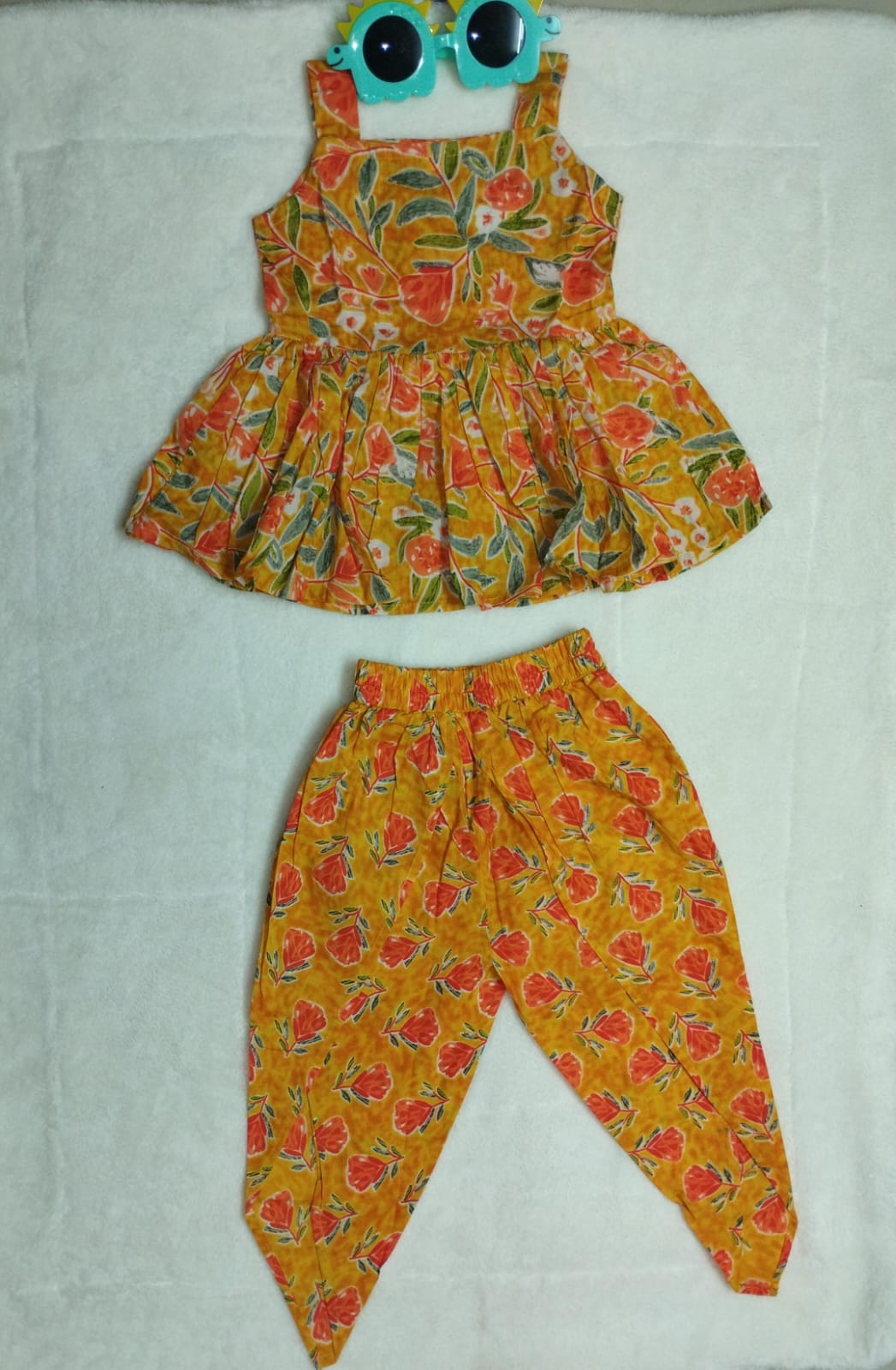 FESTIVE YELLOW ORANGE DHOTI KURTA GIRLS CO-ORD SET