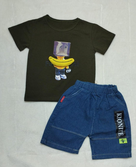 Cotton T-shirt AND DENIM SHORTS SET