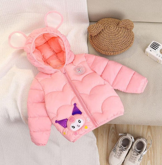 UNISEX PUFFER ZIPPER HOODIE JACKETS IN pink for TODDLERS