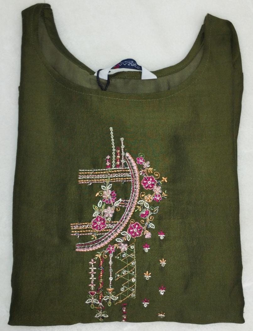OLIVE AND MUSTARD FLORAL SILK SET