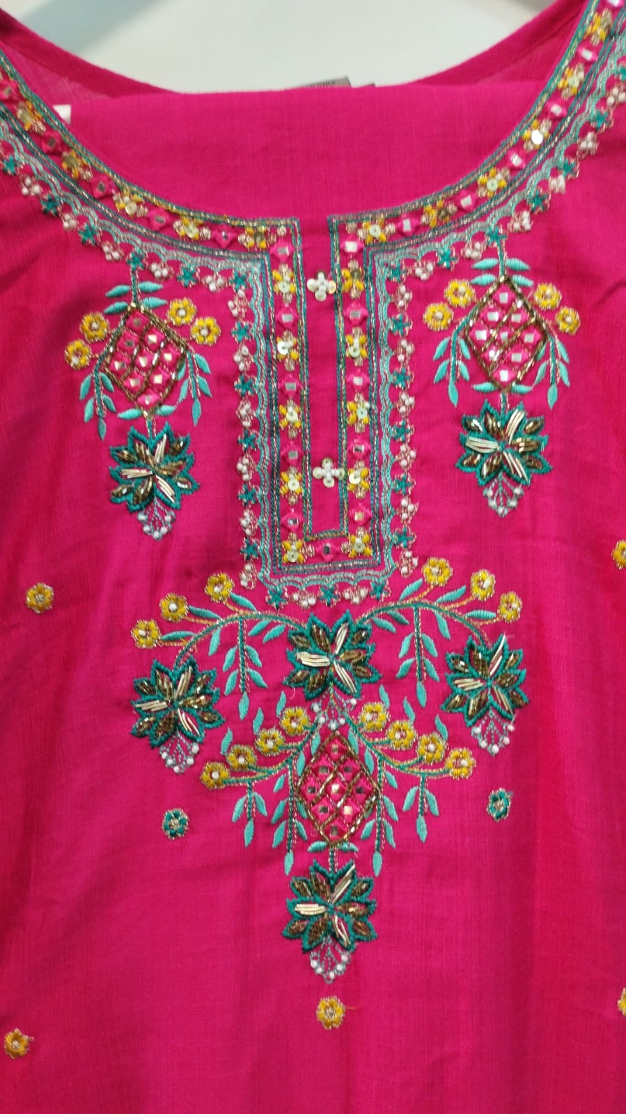 FUSCHIA PINK, STRAIGHT CUT SALWAR KURTA DUPATTA set