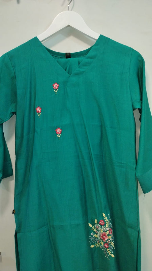 GREEN SILK INDO WESTERN COORDS SET