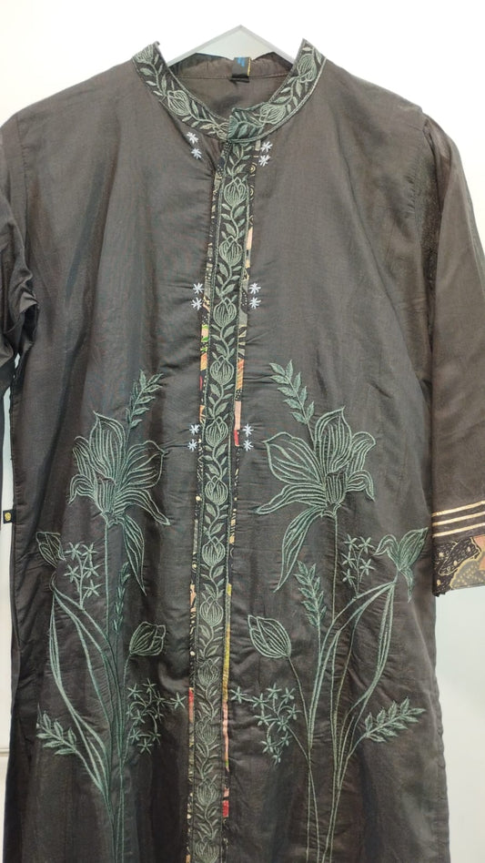 BLACK SILK INDO WESTERN COORDS SET