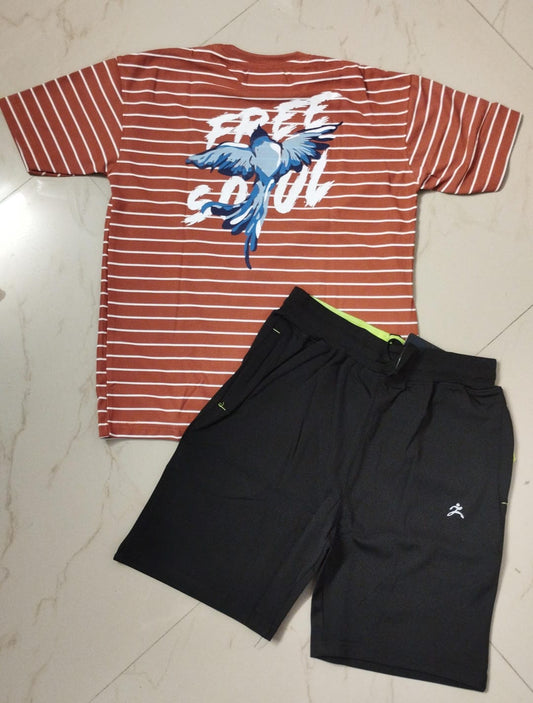 Stripes T-shirt and shorts combo