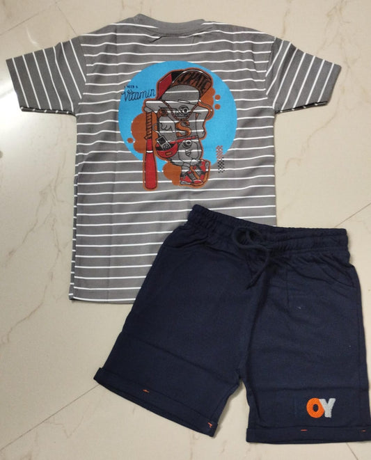 Stripes T-shirt and shorts combo