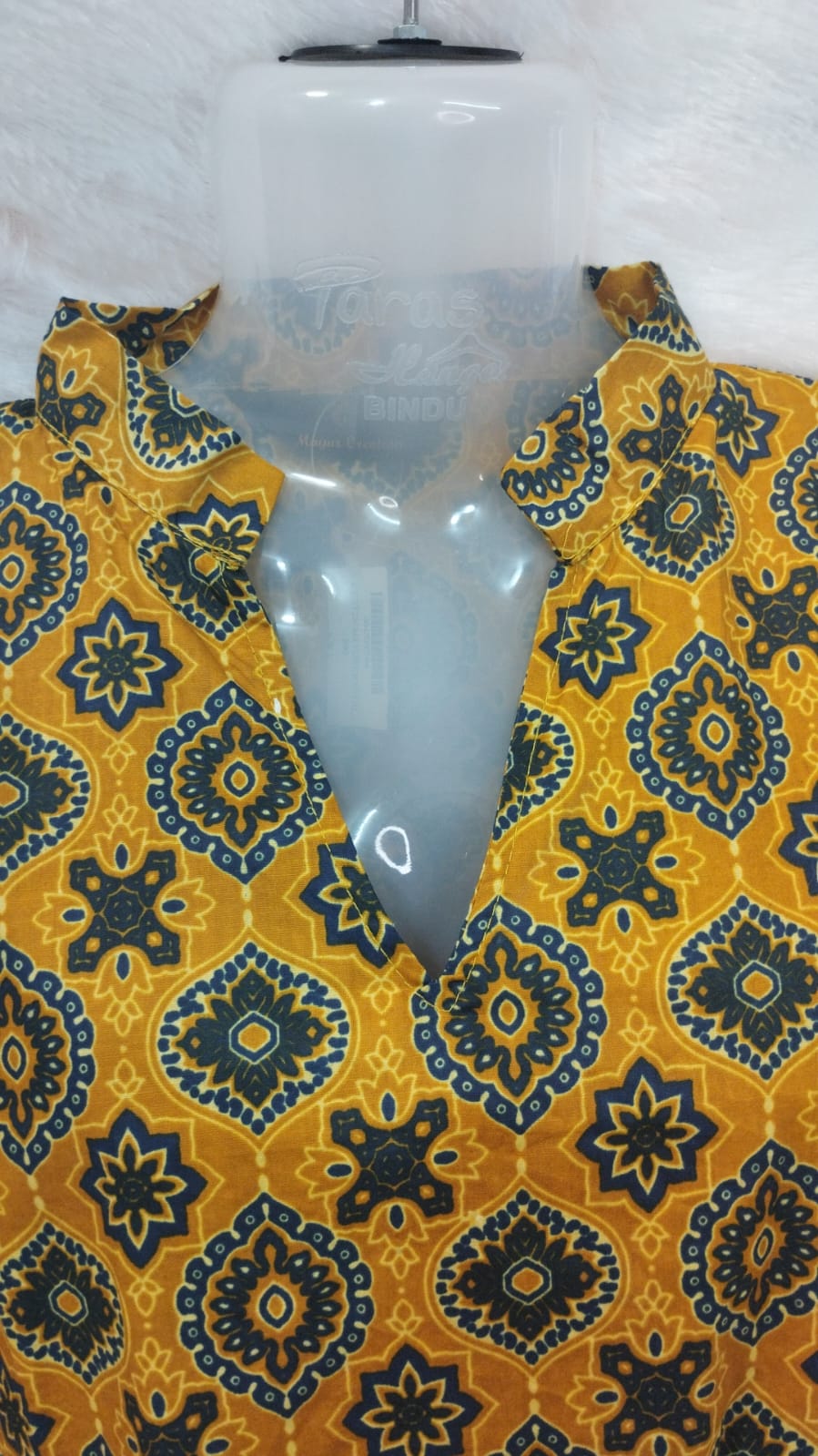 MUSTARD AND NAVY BLUE FLORAL KURTI