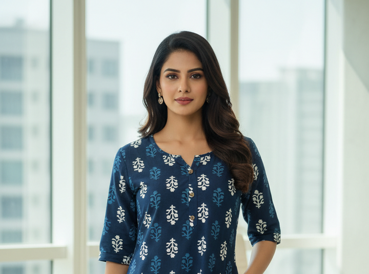 JAIPURI INDIGO SHORT KURTIS