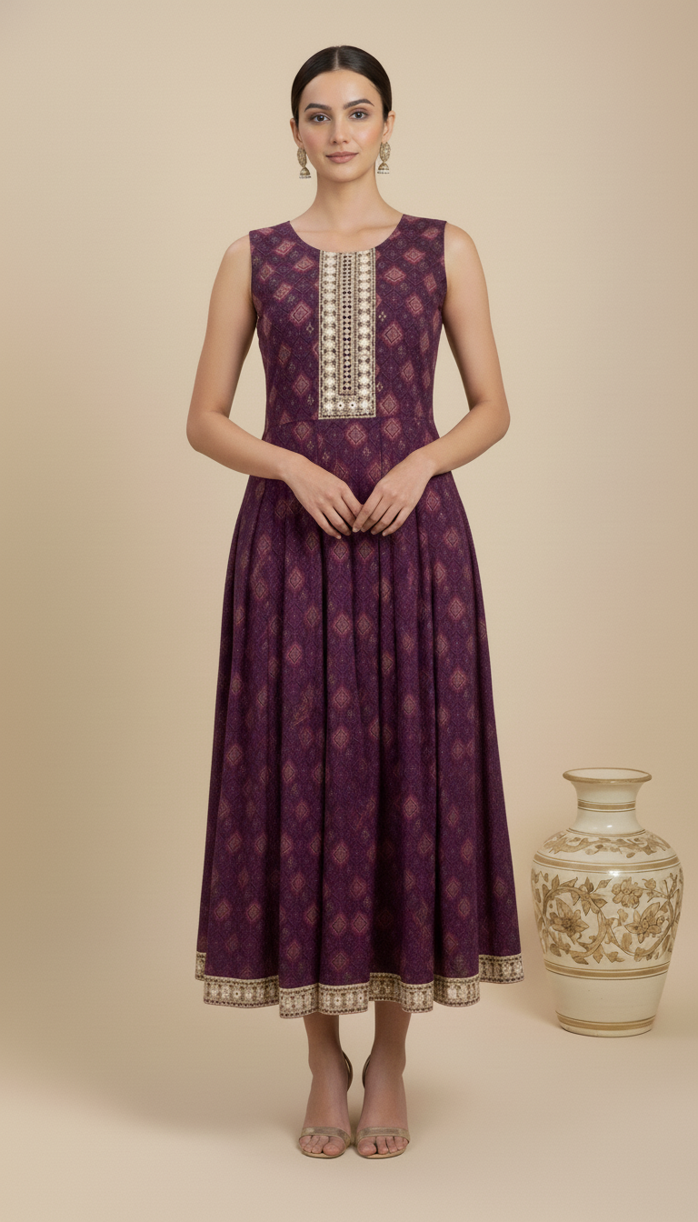 INDO WESTERN DRESS CHANDERI SILK