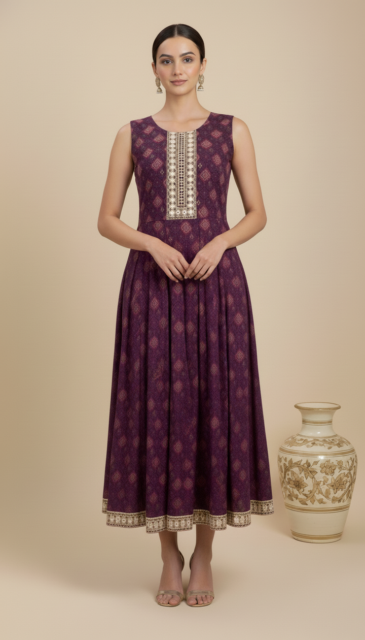 INDO WESTERN DRESS CHANDERI SILK