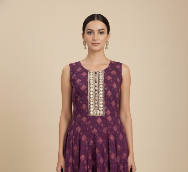 INDO WESTERN DRESS CHANDERI SILK