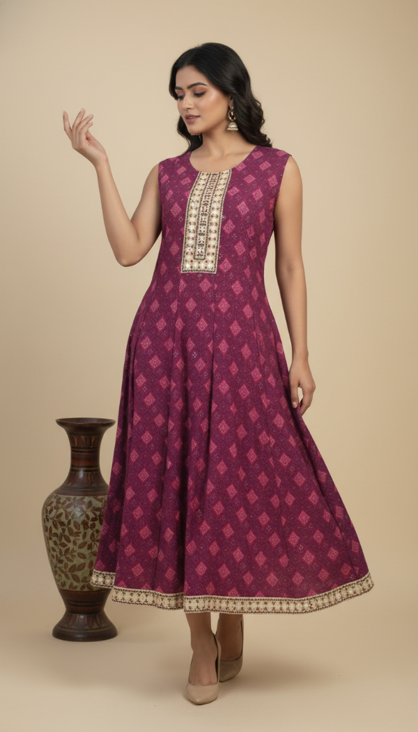 INDO WESTERN DRESS CHANDERI SILK