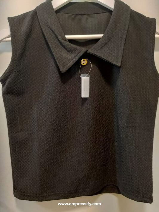 BLACK TSHIRT SELF DESIGN
