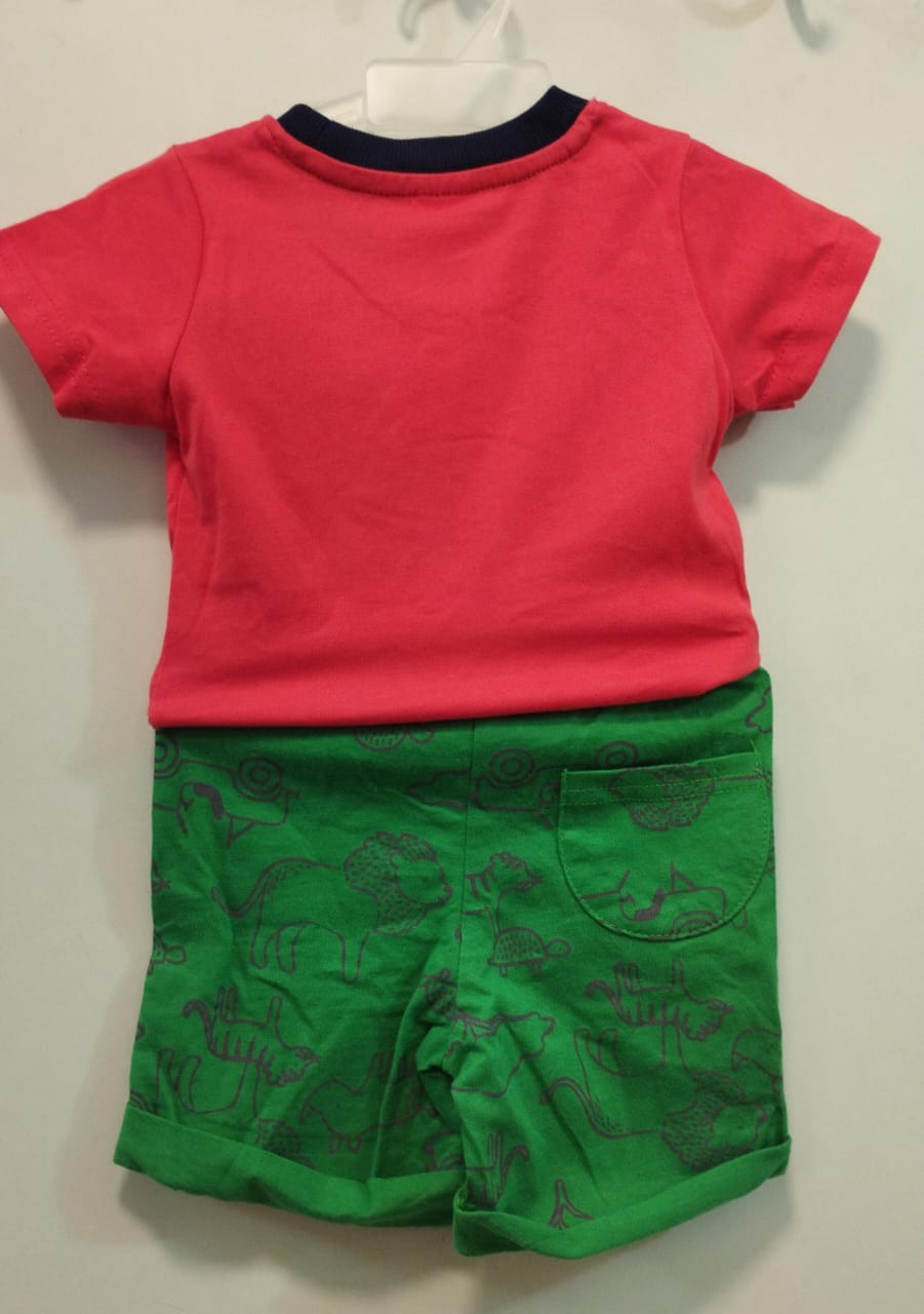 Short sleeves cotton T-shirt with shorts, with DINOSAUR patch