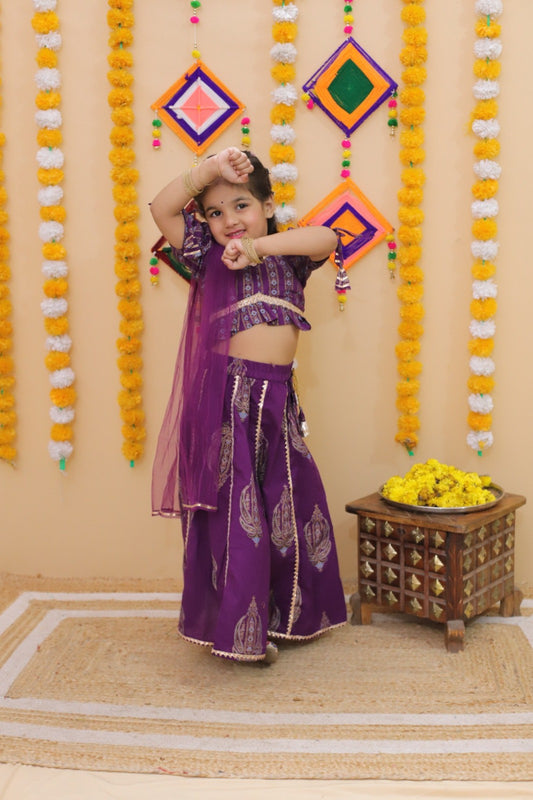 GIRLS LEHENGA CHOLI SET WINE