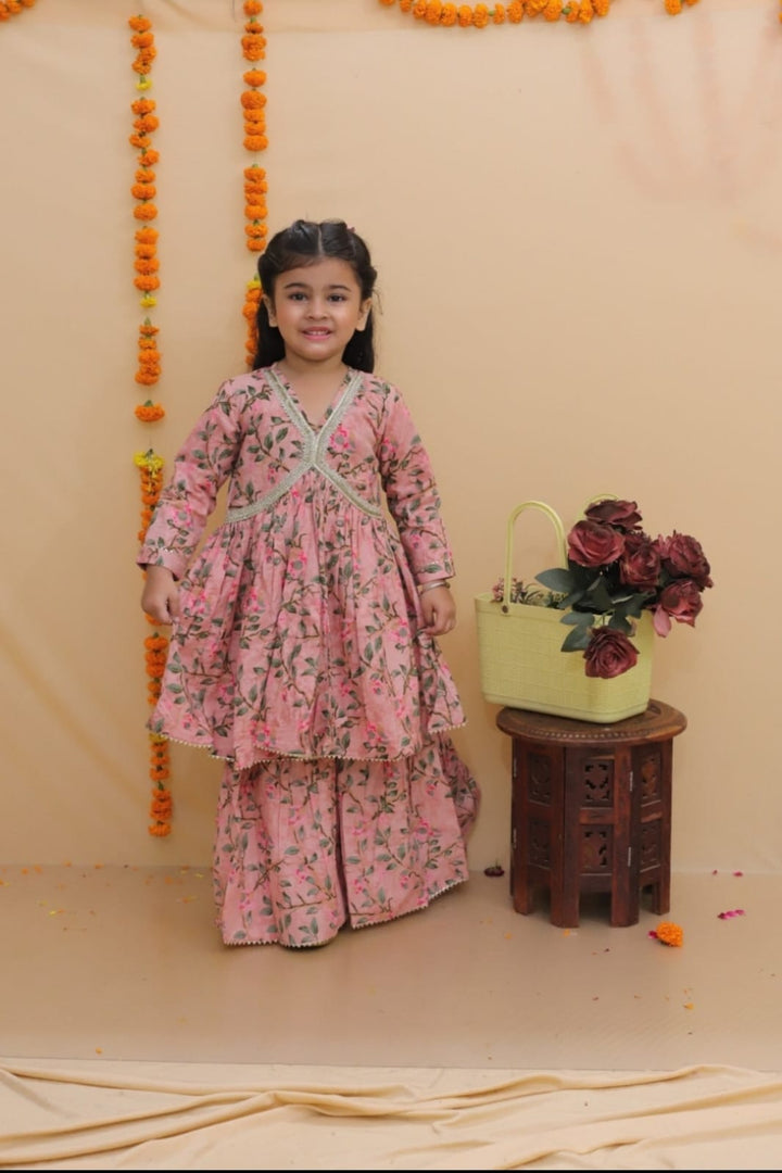 NUDE PINK KURTA AND SHARARA COORD