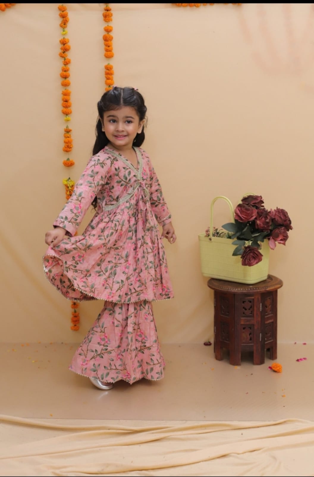 NUDE PINK KURTA AND SHARARA COORD